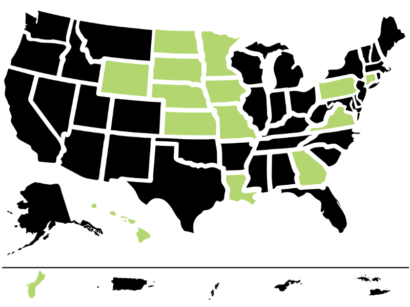 Map of states with scholarships